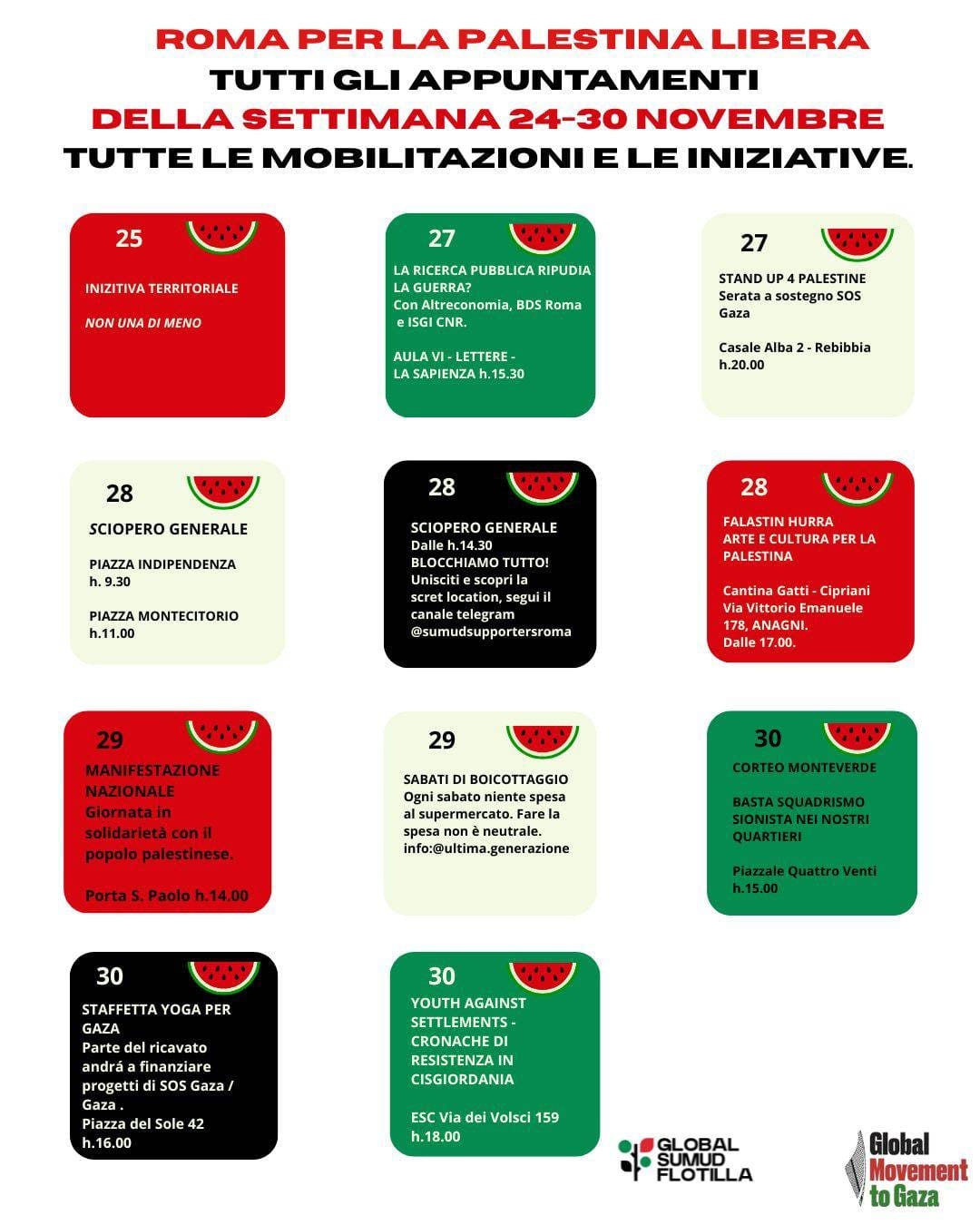 STATO DI AGITAZIONE PERMANENTE 🇵🇸 - appuntamenti 24-30 novembre