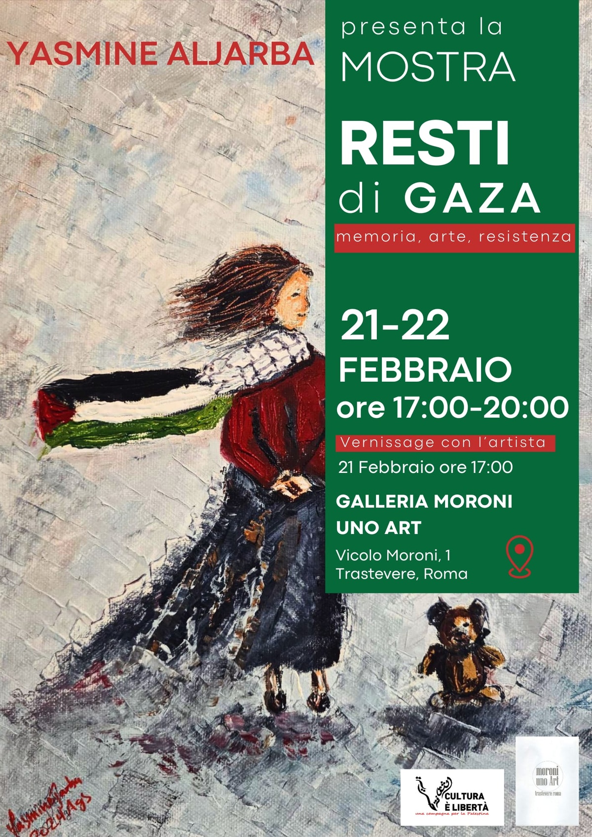 Inaugurazione della mostra  “Resti di Gaza” di YASMINE AL JARBA