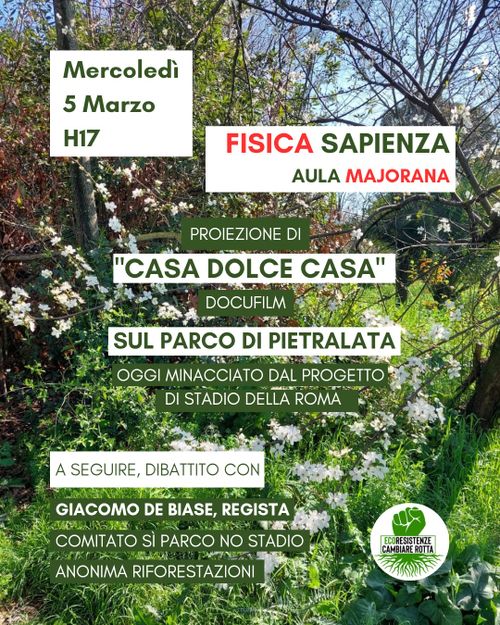 Proiezione di "Casa Dolce Casa": docufilm sul Parco di Pietralata