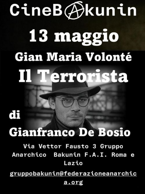 Mercoledì 13 maggio "Il terrorista" al Cineforum Bakunin