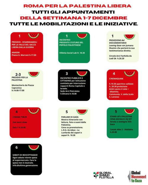 STATO DI AGITAZIONE PERMANENTE 🇵🇸 - appuntamenti 01-07 dicembre