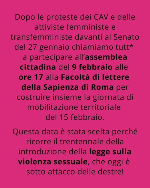 Senza consenso è stupro - Assemblea pubblica contro DDL Bongiorno 