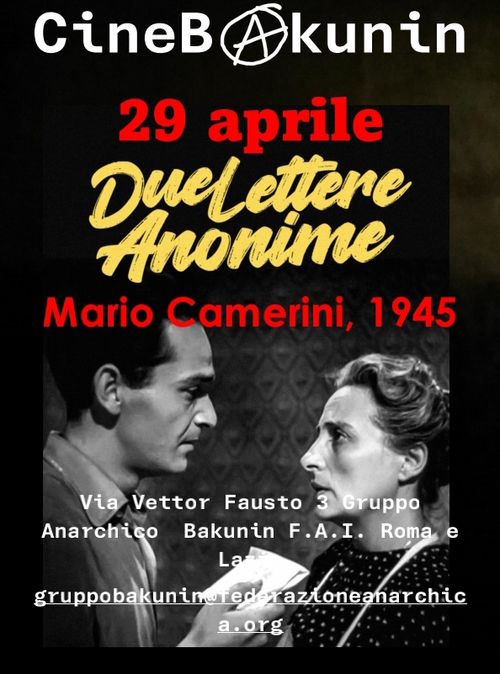 Cineforum la Resistenza nel cinema italiano   " Due lettere anonime"