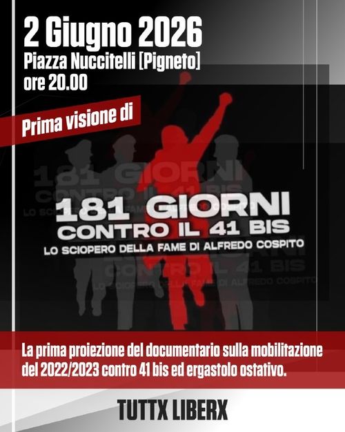 Prima visione di "181 giorni contro il 41bis"