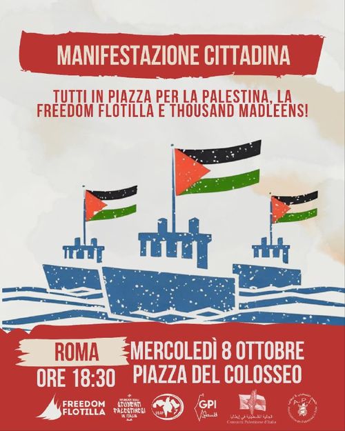 Manifestazione Cittadina - tutti in piazza per la Palestina, la Freedom Flotilla e Thousand Madleens!