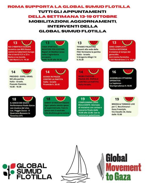 ROMA supporta la GLOBAL SUMUD FLOTILLA - 13 - 19 ott