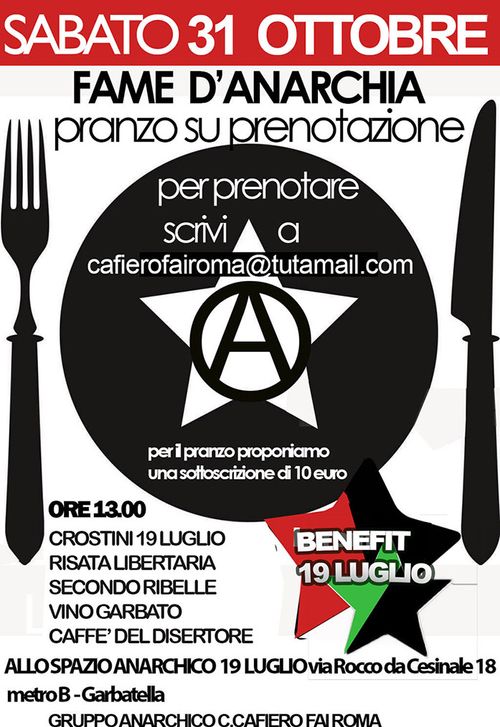 FAME D’ANARCHIA Pranzo benefit