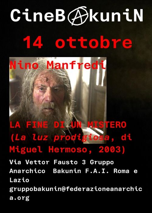 Mercoledì 14 ottobre cineforum Garbatella "La fine di un mistero" di M. Hermoso 2003