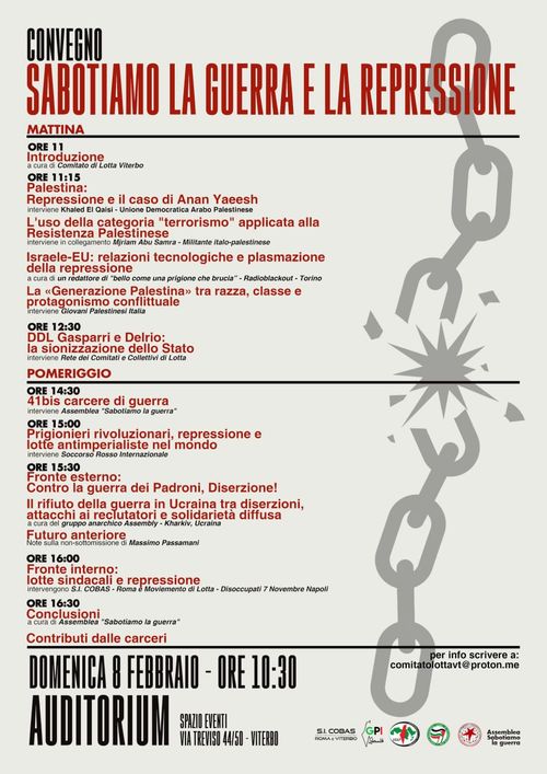 Sabotiamo la Guerra e la Repressione