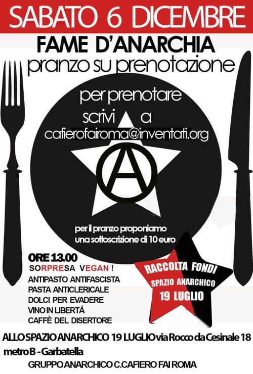 FAME D’ANARCHIA - Pranzo su prenotazione