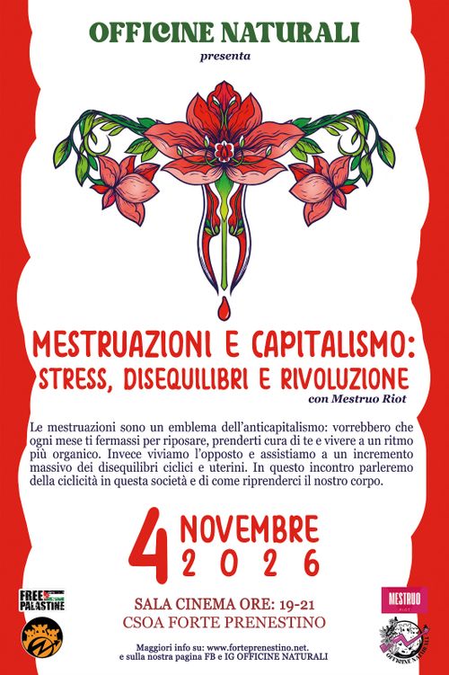 Officine Naturali presenta "Mestruazioni e capitalismo: Stress, Disequilibri e Rivoluzione" con Mestruo Riot