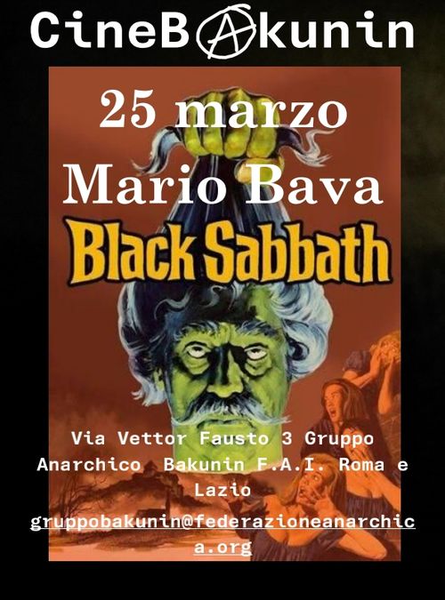 Cineforum 25 marzo  Black Sabbath gruppo Bakunin  