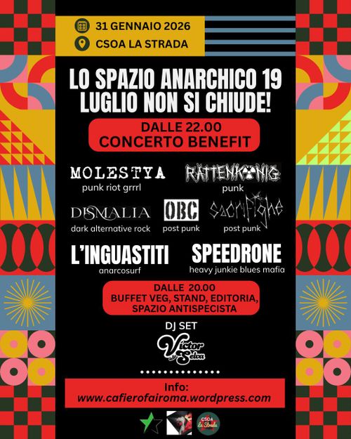 CONCERTO BENEFIT LO SPAZIO ANARCHICO 19 LUGLIO NON SI CHIUDE