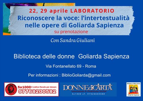 LABORATORIO "RICONOSCERE LA VOCE": L'INTERTESTUALITA' NELLE OPERE DI GOLIARDA SAPIENZA