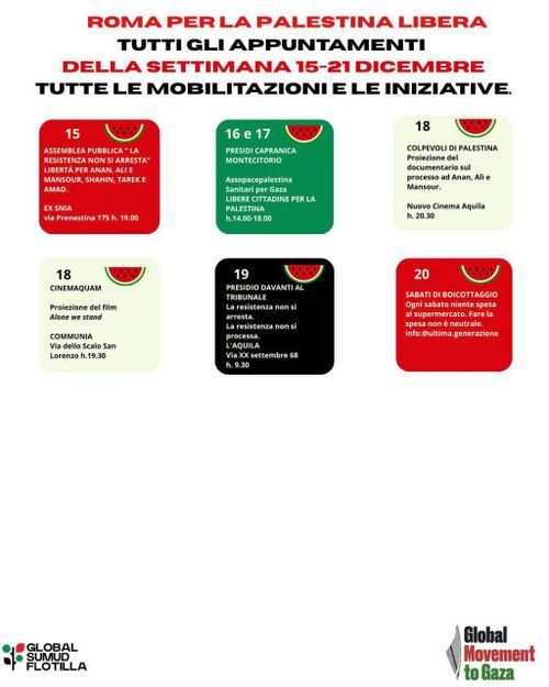 STATO DI AGITAZIONE PERMANENTE 🇵🇸 - appuntamenti 01-07 dicembre