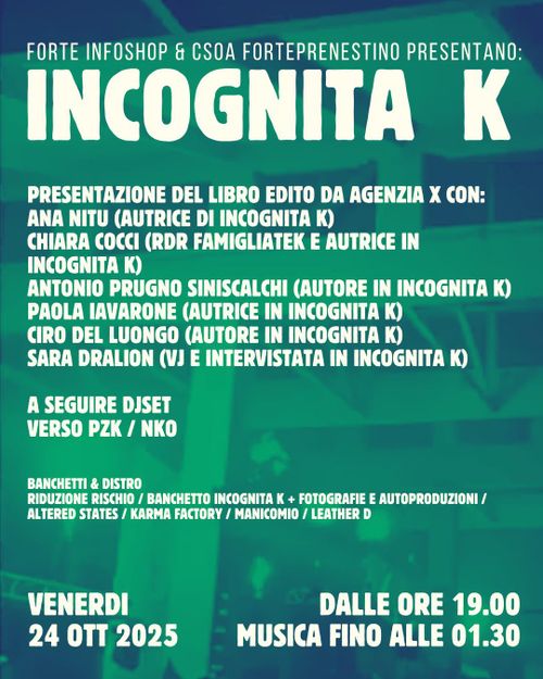 INCOGNITA K • Free tekno e cospirazioni in cassa dritta