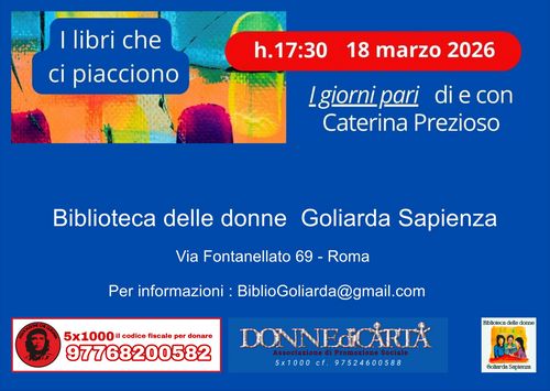I LIBRI CHE CI PIACCIONO: "I GIORNI PARI" DI E CON CATERINA PREZIOSO