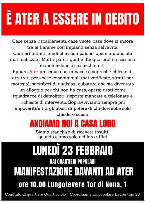 E' ATER ad essere in debito