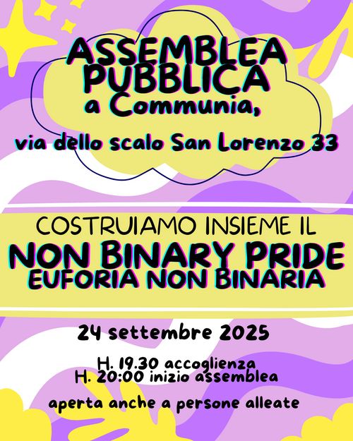Assemblea pubblica per la costruzione dell'ENBY PRIDE/Euforia non binaria a Roma