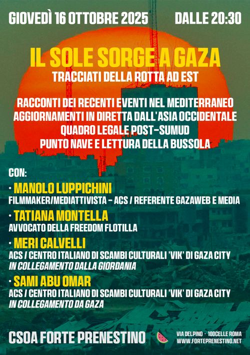 IL SOLE SORGE A GAZA • Tracciati della rotta a est