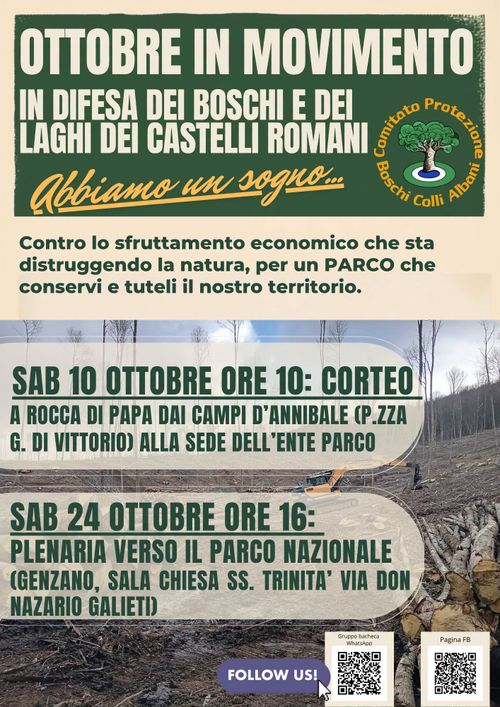 Corteo a Rocca di Papa a difesa di boschi e laghi, contro l'inceneritore
