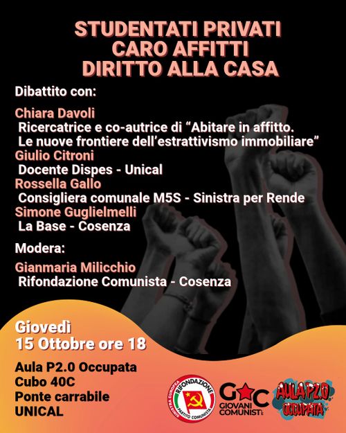 STUDENTATI PRIVATI, CARO AFFITTI, DIRITTO ALLA CASA