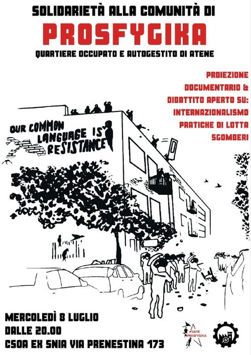 Solidarietà alla comunità di Prosfygika