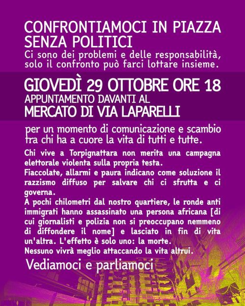 Confrontiamoci in piazza senza politici