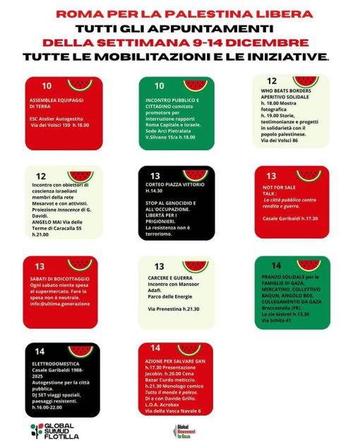 STATO DI AGITAZIONE PERMANENTE 🇵🇸 - appuntamenti 01-07 dicembre