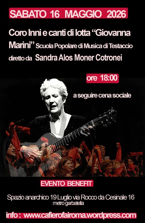Coro Inni e Canti di Lotta “Giovanna Marini”- Benefit Spazio anarchico 19 Luglio