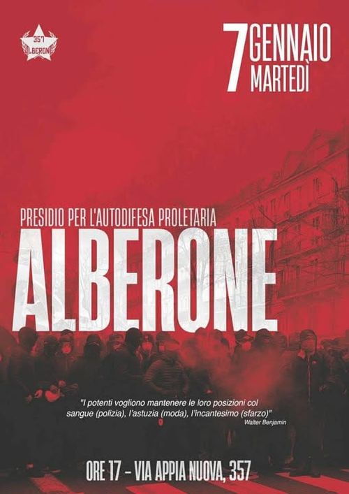 Presidio antifascista all'alberane