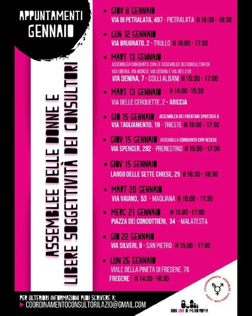 Assemblee delle Donne e Libere Soggettività dei Consultori - Assemblea Congiunta con le Assemblee dei Consultori di Via Liberia, Via Monza, Via Denina e Via dei Levi