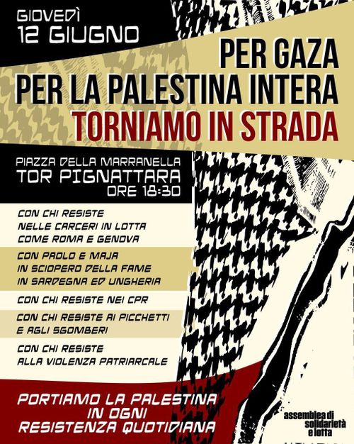 Portiamo la Palestina in ogni resistenza quotidiana - Torpignattara 12 Giugno