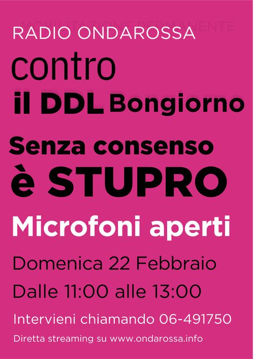 Domenica 22 febbraio microfoni aperti a Radiondarossa contro il DDL Bongiorno