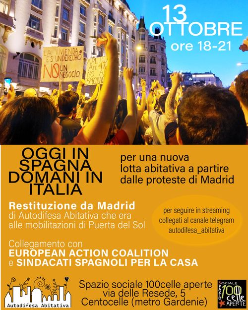 OGGI IN SPAGNA DOMANI IN ITALIA - per una nuova  lotta abitativa a partire dalle proteste di Madrid