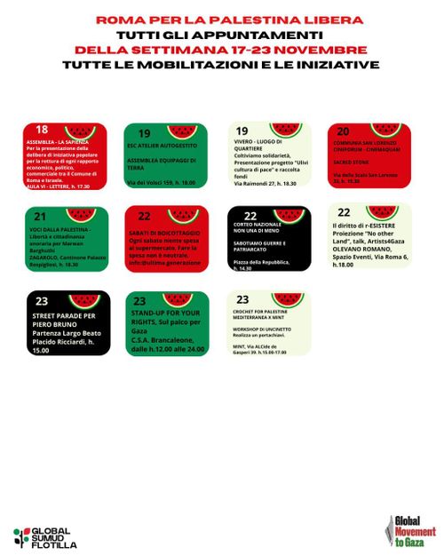 STATO DI AGITAZIONE PERMANENTE  🇵🇸 - appuntamenti 10-16 novembre